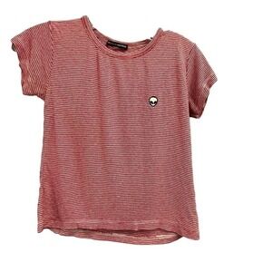 Brandy Melville ribbed baby tee one size alien red white striped